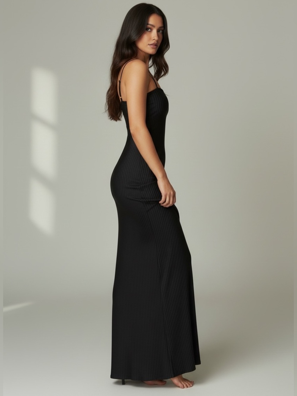 NWT SKIMS Soft Lounge Long Slip Maxi Dress Onyx Black Small